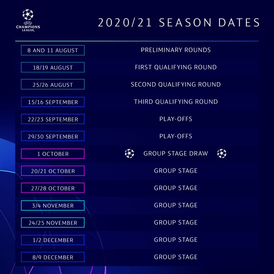 Ligue Des Champions 2021 Calendrier UEFA : Le calendrier de la Ligue des Champions 2020 2021